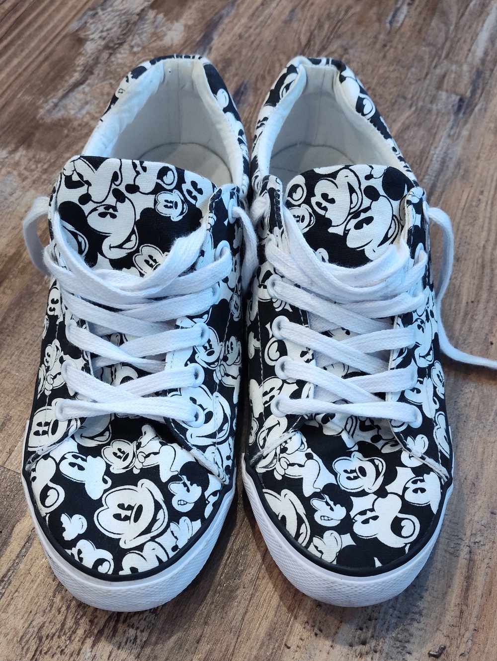 Disney Black & White Mickey Face Canvas Sneakers